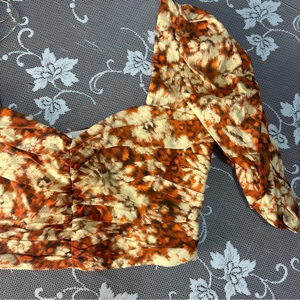 Zara Ruched Floral Crop Top Sz Medium NWT - Picture 8 of 12